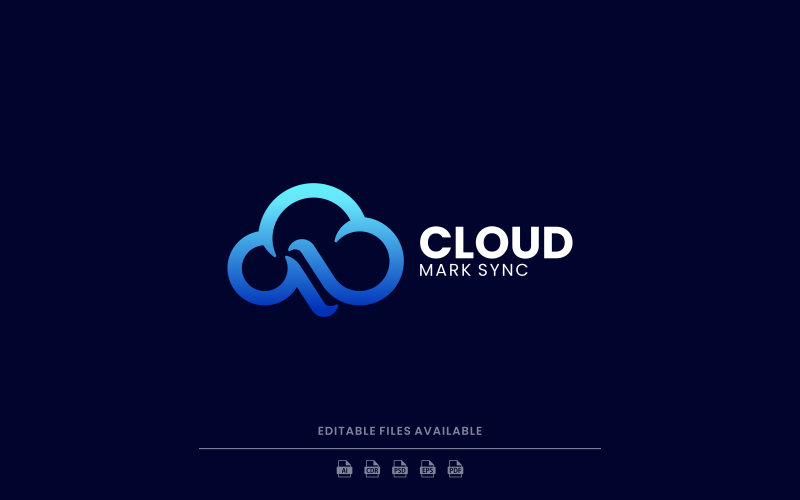 Logotipo de degradado de arte de línea de nube