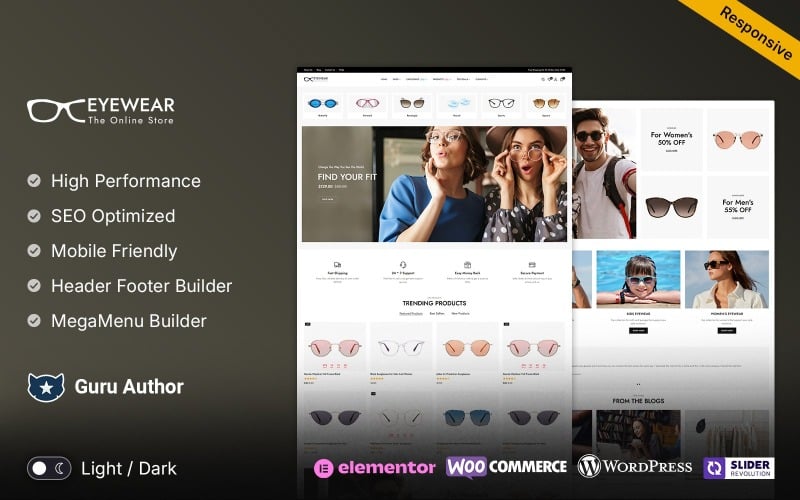 Eyewear - Eye Glasses, Goggles and Sunglass Multipurpose WooCommerce Elementor Theme