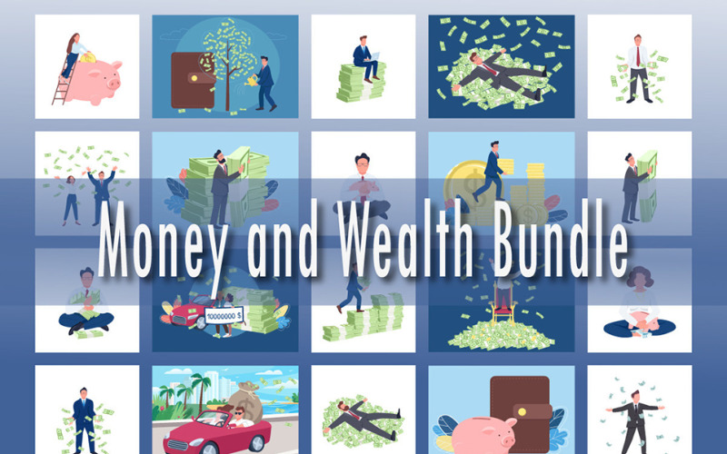 Набор иллюстраций «Деньги и богатство»