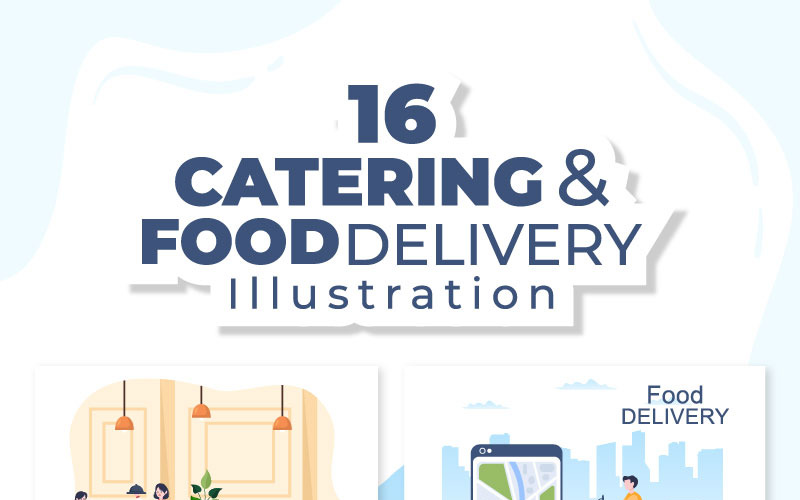 16 Service de restauration et illustration de livraison de nourriture
