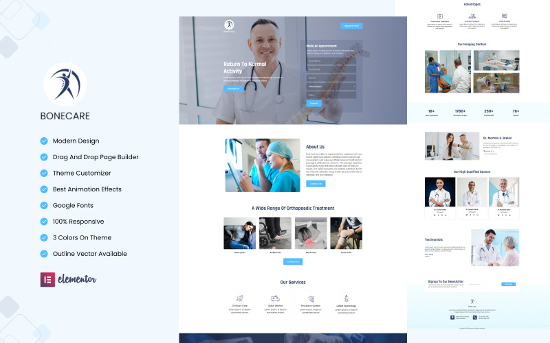 Bonecare - Ortopédiai kezelések Elementor nyitóoldal