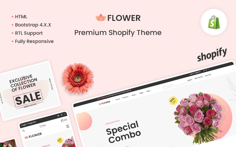 Çiçek - Çiçek ve Sevgililer Günü Hediyesi Premium Shopify Teması