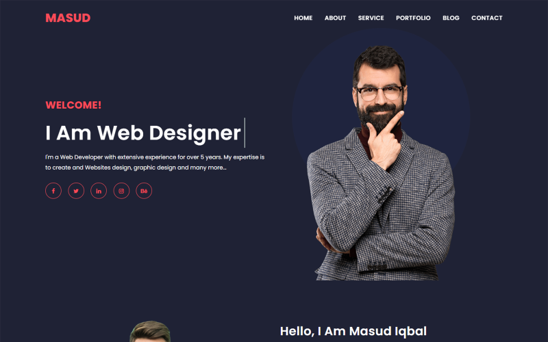 Portfolio Resume Home Page Design Speciality Page
