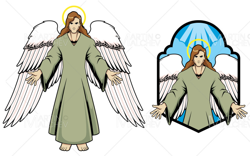 Ангел чоловічий талісман 2 Векторні ілюстрації