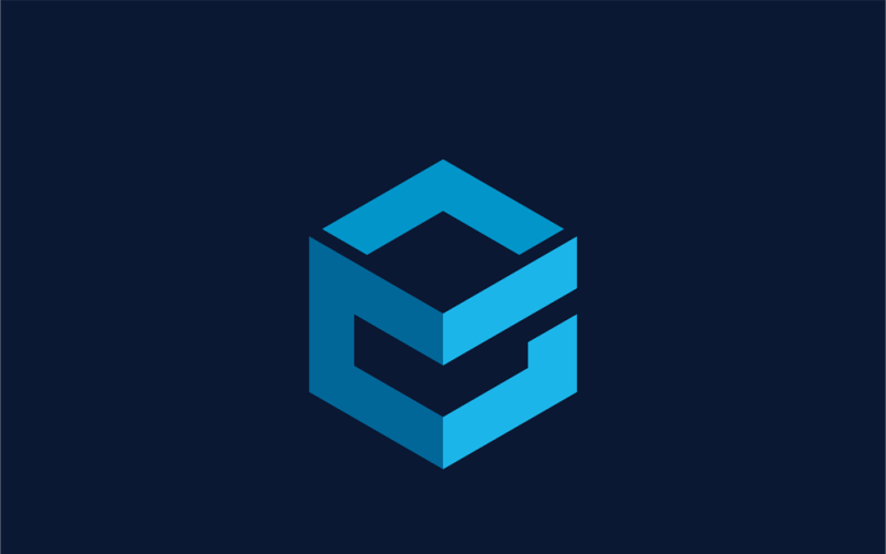 Ecubic - sześciokątna litera e Logo szablon