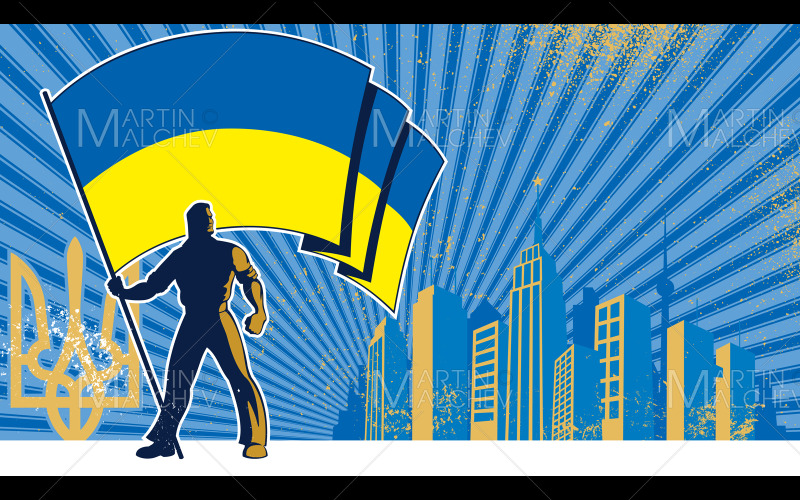 Flagga bärare Ukraina bakgrund vektorillustration