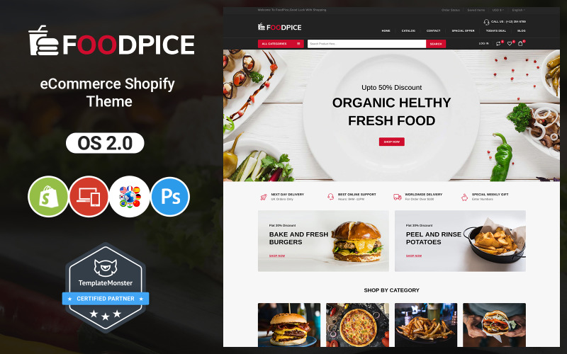 FoodPice - Tema Shopify da loja do restaurante
