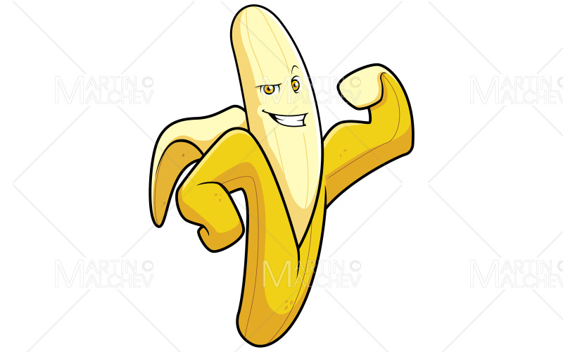 Ilustración de Vector de mascota de superhéroe de plátano