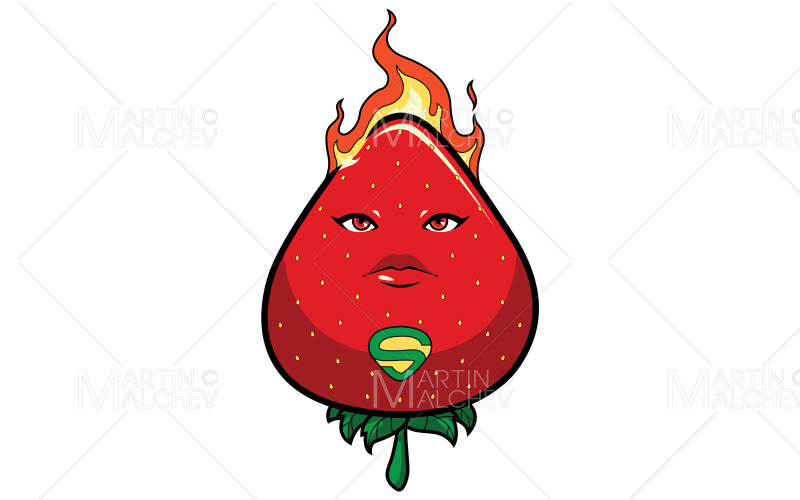 Jordgubbe superhjälte maskot vektorillustration