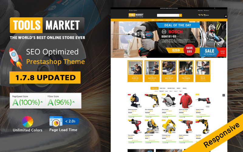 Tools Market Store - многофункциональная тема Prestashop для электроники