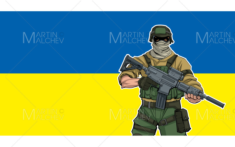 Ukrajinský voják pozadí vektorové ilustrace