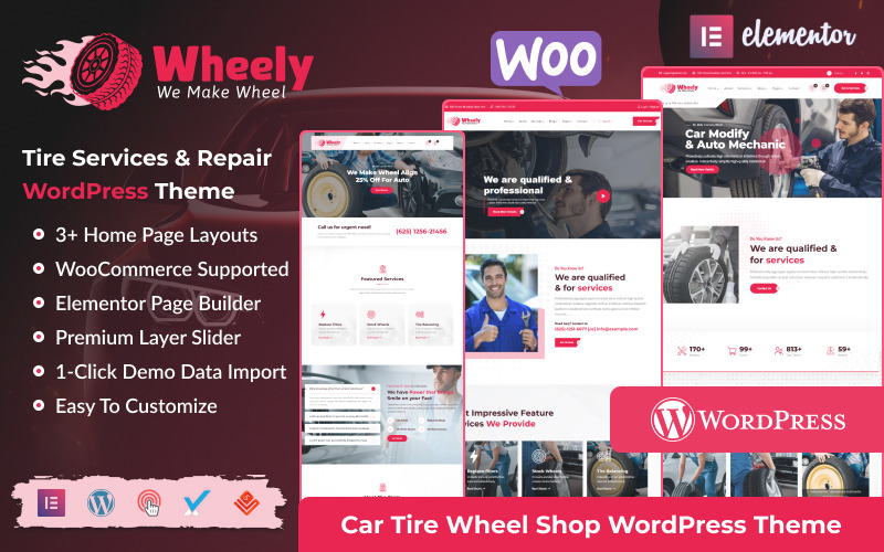 Wheely - Wheel Car Automobile Naprawa opon Usługi WordPress Motyw