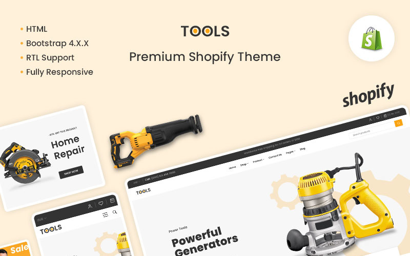 工具 - 工具和配件高级 Shopify 主题