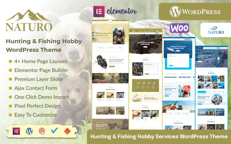 Naturo - Hunting Fishing Outdoor Hobbies Shop WordPress Theme