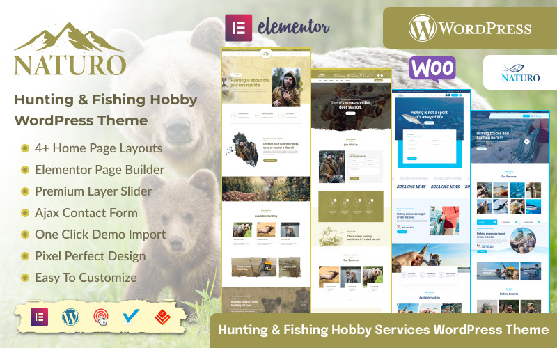 Naturo - тема WordPress для магазина хобби для охоты и рыбалки