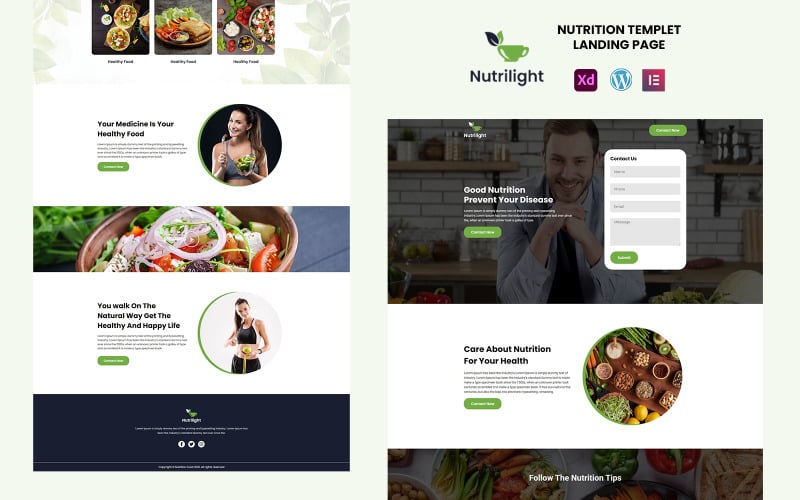 Nutrilight - Health and Fitness Elementor Template