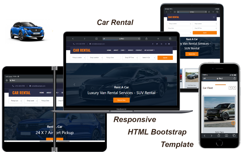 Прокат автомобілів – адаптивний HTML-шаблон Bootstrap