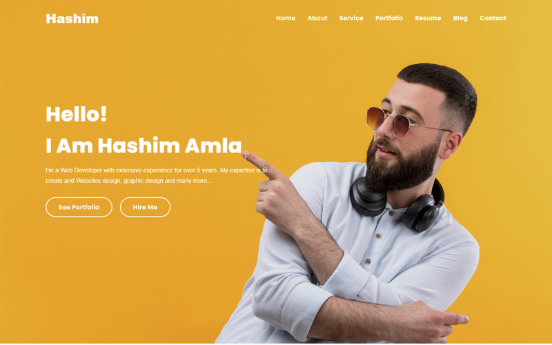 Hashim Personal Portfolio HTML5 Landing Page Template