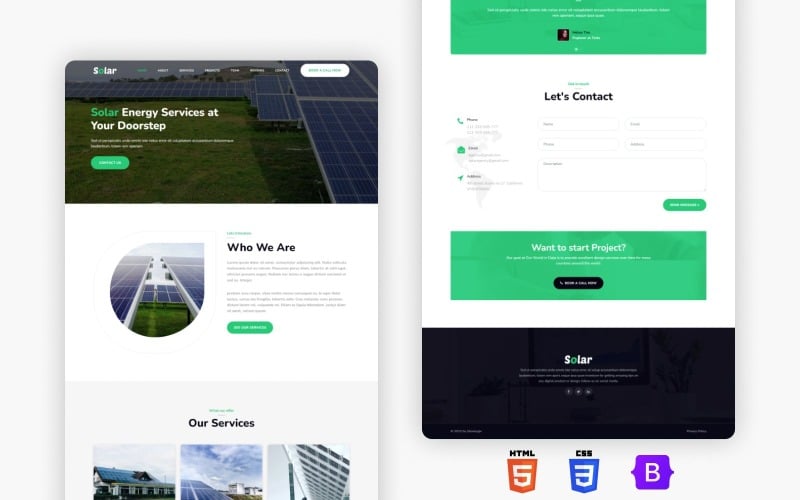 Solar Landing Page HTML Template