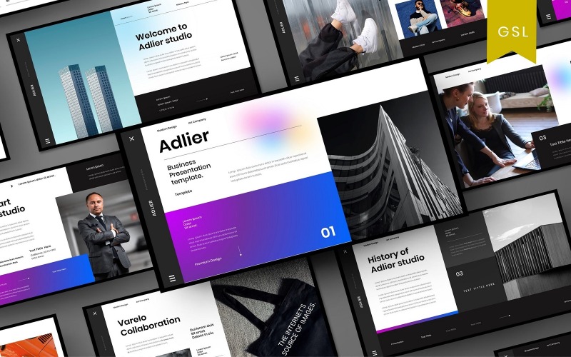 Adlier - Modèle de diapositives Google pour les entreprises