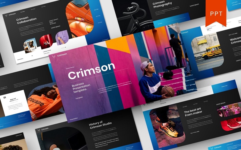 Crimson – Business PowerPoint sablon