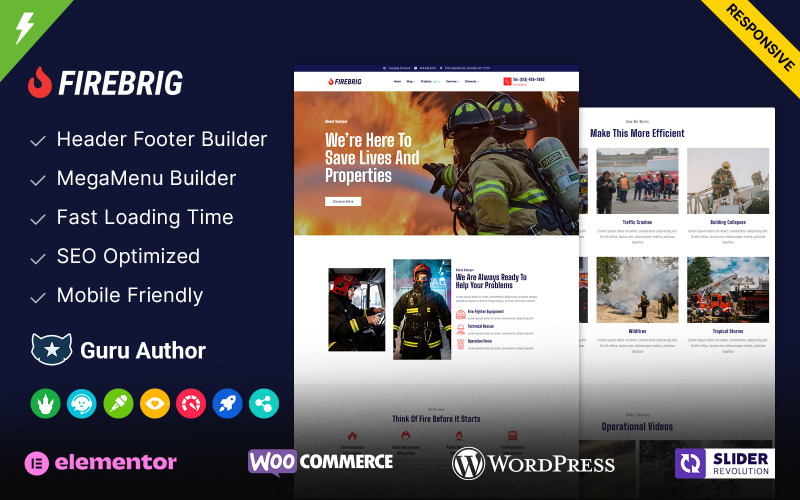 Firebrig - тема WordPress для служби безпеки та пожежної охорони