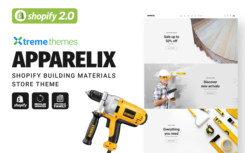 Apparelix Construction, Shopify Tema de tienda de materiales de construcción