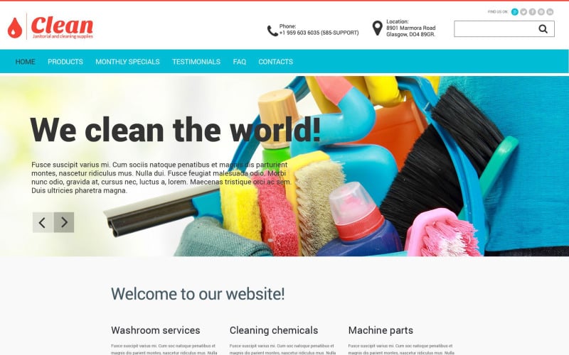 Bezplatná šablona webu s čisticími prostředky