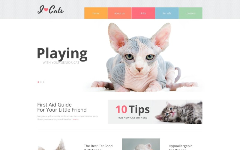 Gratis responsiv webbplatsmall för katt och hund