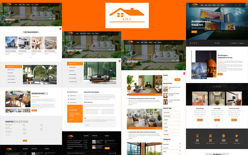 Lili arkitektur, konstruktion och interiör HTML5-mall