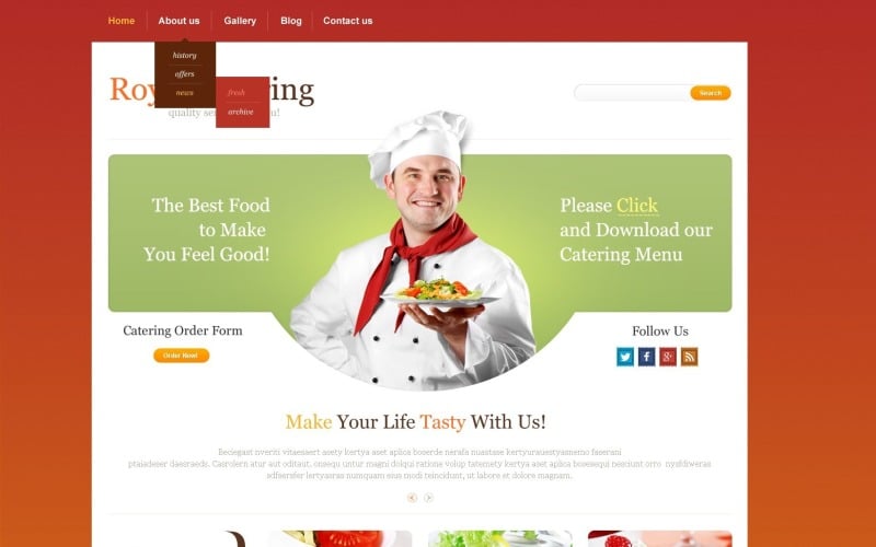 Modello di sito web di catering gratuito
