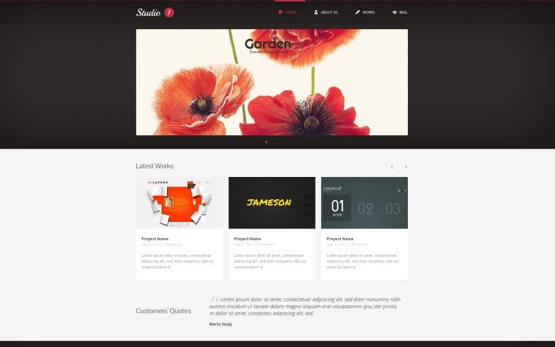 Modelo de site responsivo do Design Studio gratuitamente