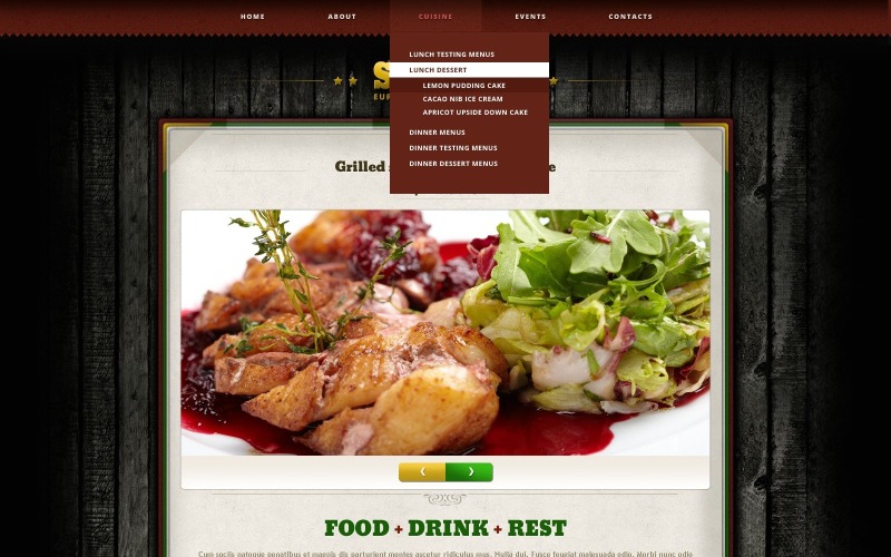 Design del sito web responsive per ristorante europeo gratuito