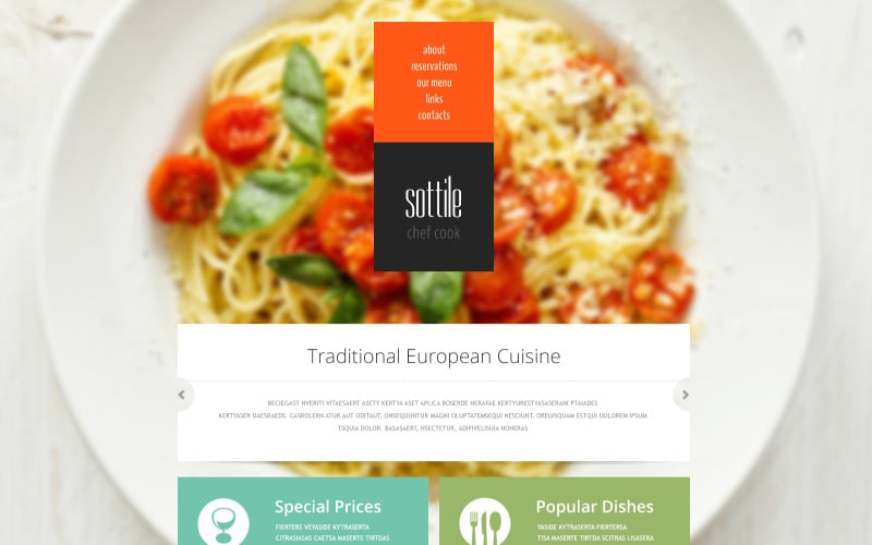 European Restaurant Responsive Website Free Template