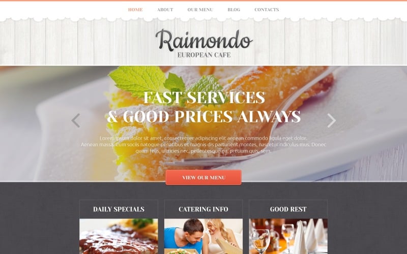 Free European Restaurant and Cafe Responsive Website Template