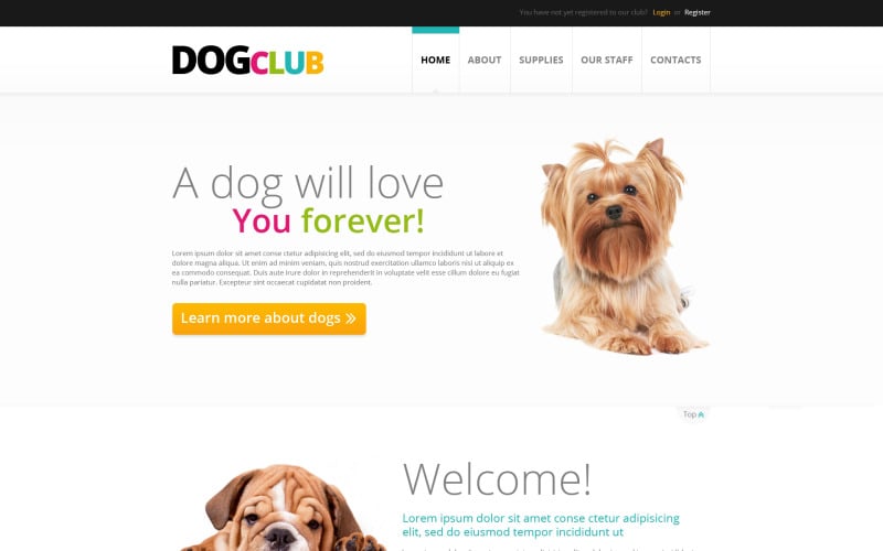 Modello di sito Web reattivo per cani da compagnia gratuito