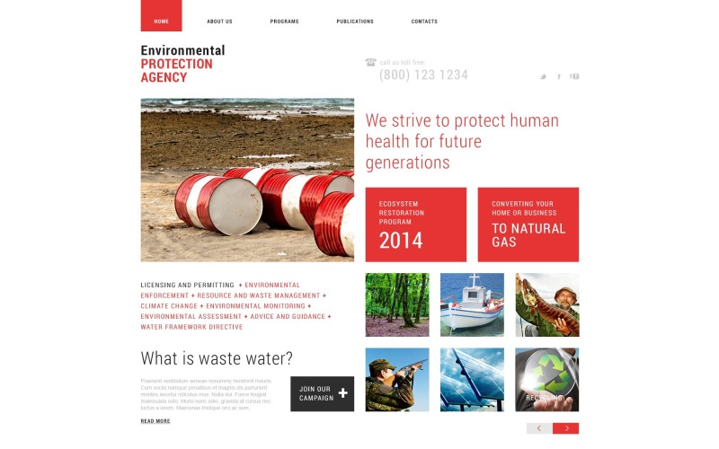 Sjabloon voor milieuvriendelijke responsieve website