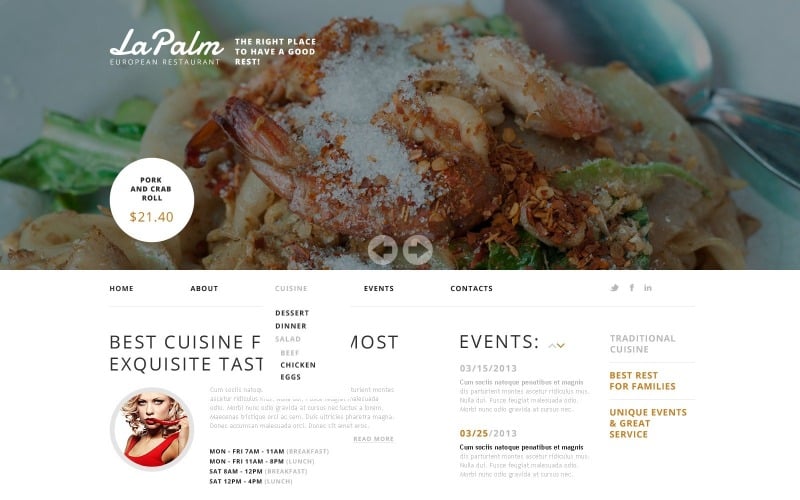 Tema de sitio web gratuito para restaurante europeo