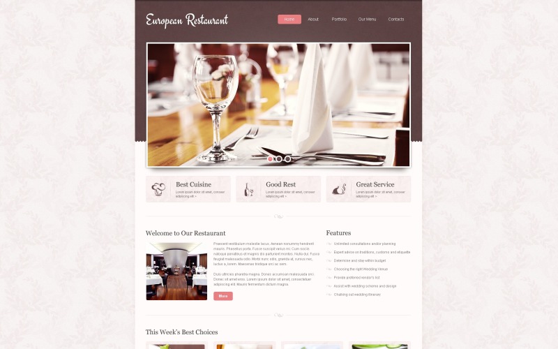 Tema del sito web del ristorante europeo gratuito