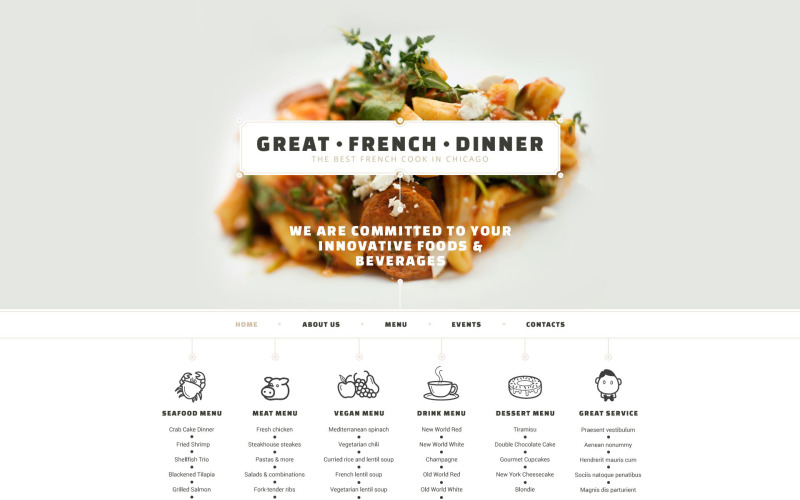 Conception de site Web réactif pour un restaurant français gratuit