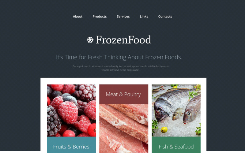 Design de site gratuito responsivo a alimentos congelados