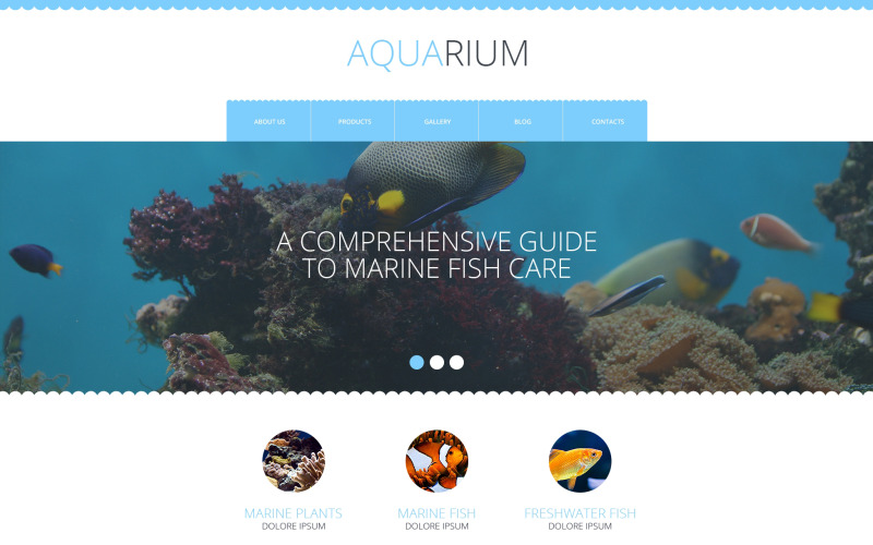 Modello di sito Web reattivo per acquario gratuito