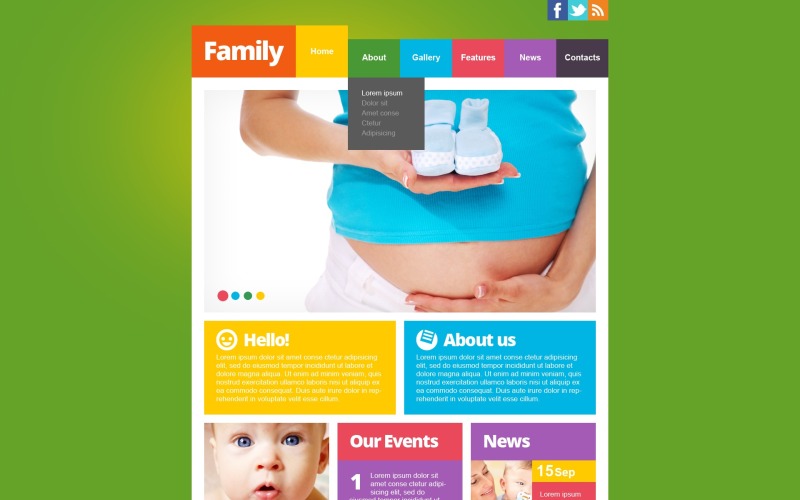 Modello di sito web responsivo gratuito per il Centro famiglia
