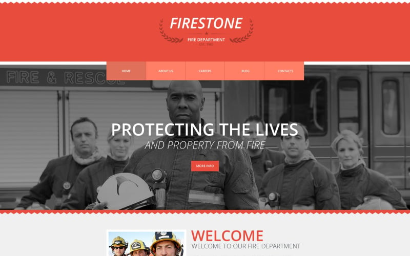 Plantilla de sitio web receptiva del departamento de bomberos gratis