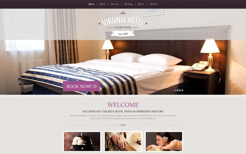 Hotels Responsive Website Ingyenes téma