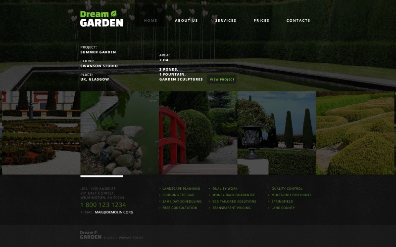 Ingyenes kerttervező webhelysablon