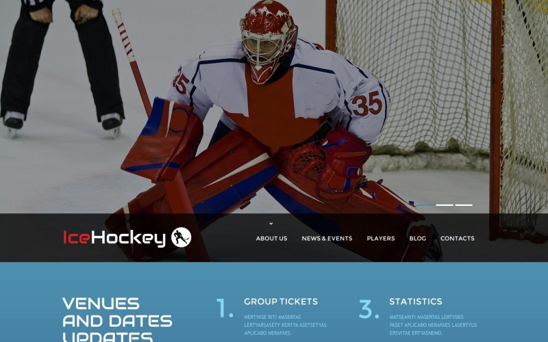 Kostenlose Vorlage für reaktionsschnelle Hockey-Websites