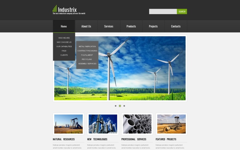 Kostenloses reaktionsfähiges Website-Design für die Industrie