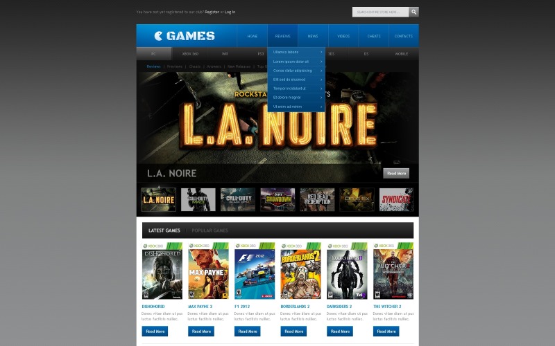 Kostenloses Website-Design für Videospielportale