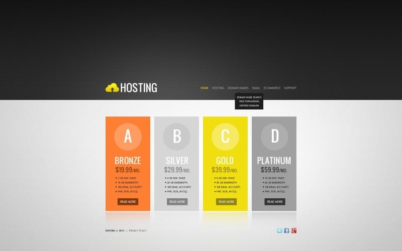 Modello di sito Web per provider di hosting gratuito